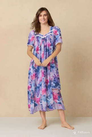 Floral Satin Ballet Nightgown(MIDI) 7030