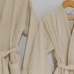 Lace Trim 6-Piece Robe Set – Women & Men | Natural