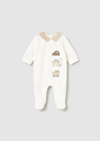 Newborn Boy Collared Velour One Piece Ref. 15-02716-45