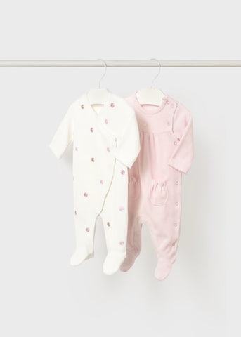 Newborn Girl 2-Piece Velour One Piece Set Ref. 15-02706-11