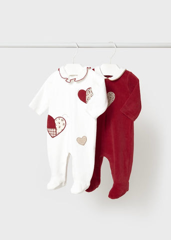 Newborn Girl 2-Piece Velour One Piece Set Ref. 15-2702-87