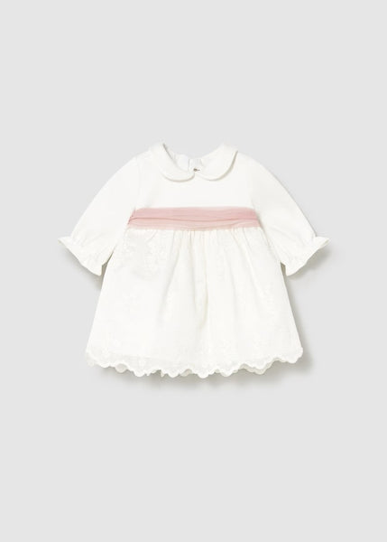 Embroidered matching dress for newborn baby Ref.  25-2818-01