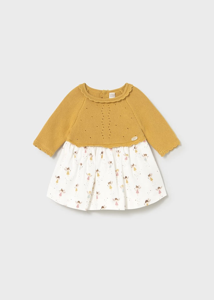 Newborn combined knit and flower dress Ref. 25-2821-045