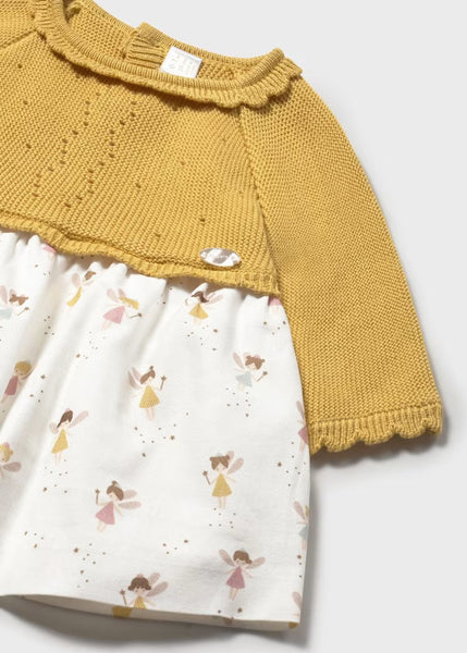 Newborn combined knit and flower dress Ref. 25-2821-045