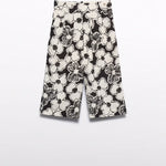 embroidered top for girls/Printed culottes for girls26-5177-93/5280-01