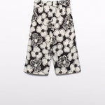 embroidered top for girls/Printed culottes for girls26-5177-93/5280-01