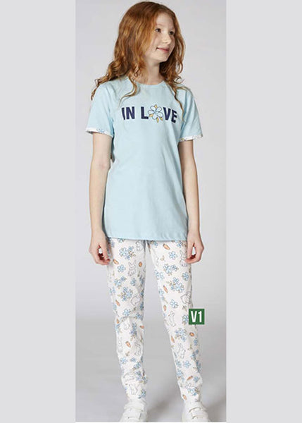 Turkish girls' pajamas, blouse with long pants 3371