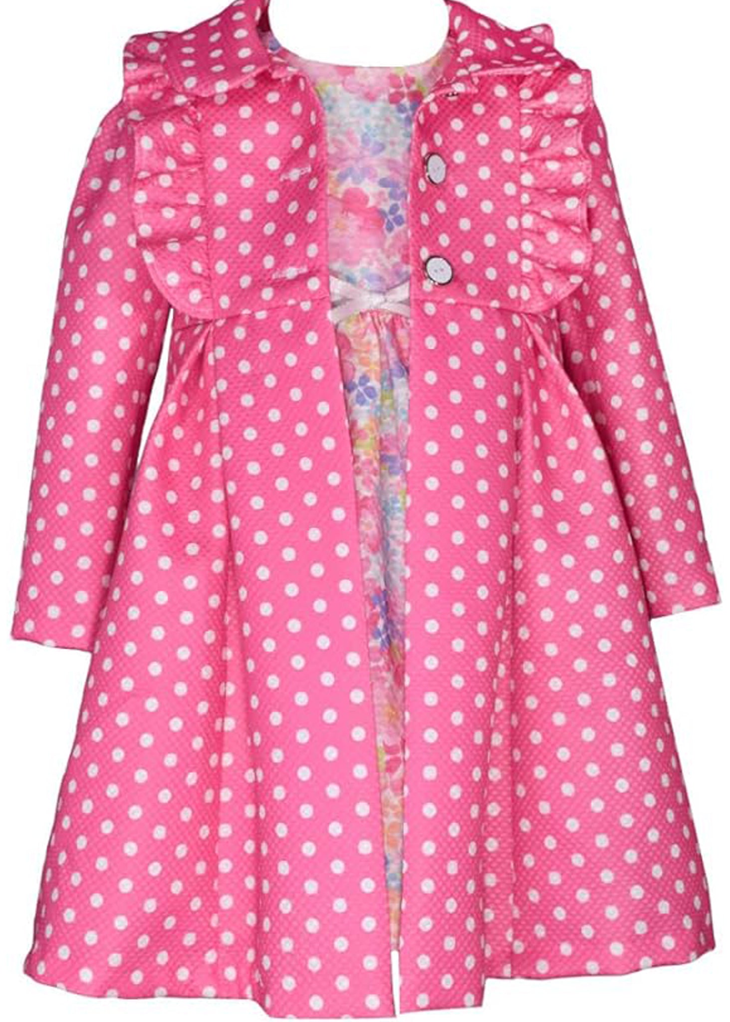 Copy of Bonnie Jean Girl's Spring Easter Dress and Coat Set for Baby, Toddler and Little Girls, Pink Dot