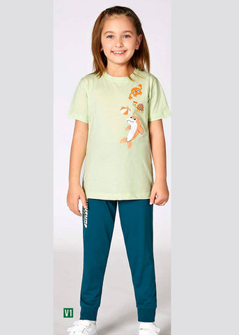 Turkish girls' pajamas, blouse with long pants 3341