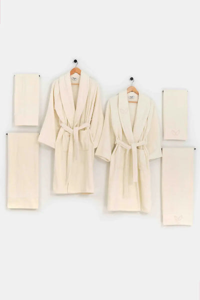 Pastoral Patehpaisley 6-Piece Robe Set – Women & Men | Cream & Cream