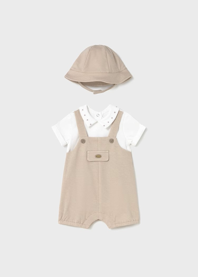 Newborn mock overall romper with hat Ref.  25-01605-050