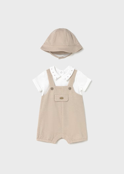 Newborn mock overall romper with hat Ref.  25-01605-050