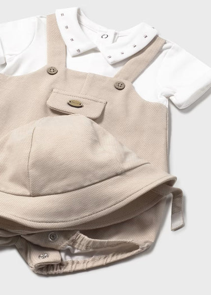 Newborn mock overall romper with hat Ref.  25-01605-050