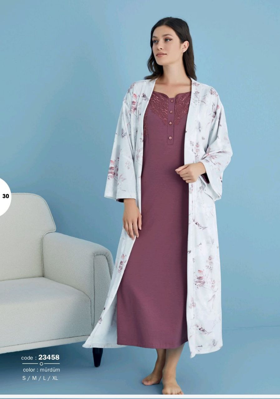 Women's cotton dress with a soft robe with a velvet feel 23458