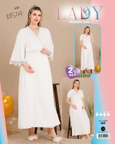 Women's shirt and long robe set 2000