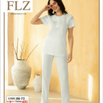 WOMEN'S SUMMER WOVEN TROUSERS SHORT SLEEVE HOMEWEAR FLZ 88-73