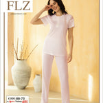 WOMEN'S SUMMER WOVEN TROUSERS SHORT SLEEVE HOMEWEAR FLZ 88-73