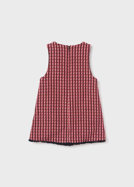 Girl's Ruffle Neck T-Shirt Ref.  13-05656-004/Girl's Checkered Tweed Pinafore Ref.  13-05551-008