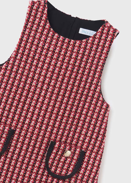 Girl's Ruffle Neck T-Shirt Ref.  13-05656-004/Girl's Checkered Tweed Pinafore Ref.  13-05551-008