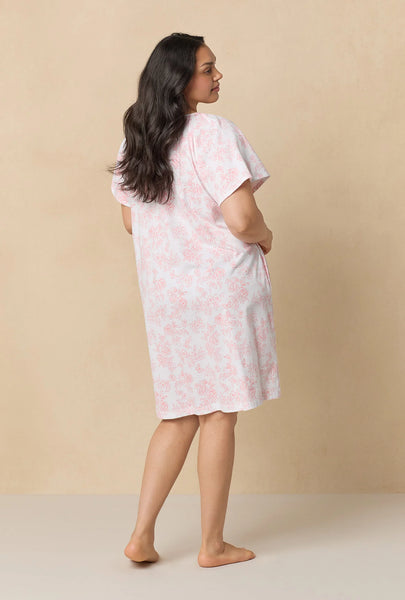 Coral Toile Flutter Sleeve Short Cotton Knit Nightgown 22672-817