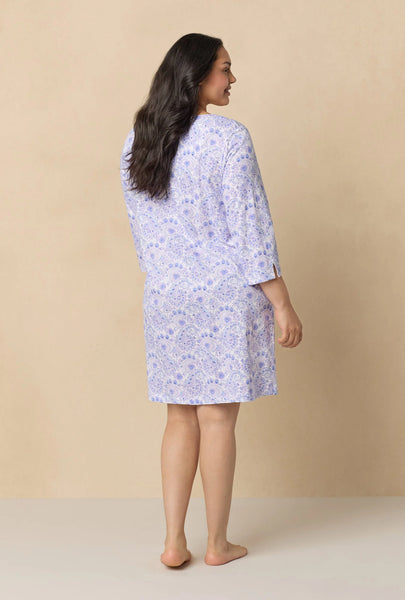 Purple Paisley 3/4 Sleeve Cotton Short Nightgown 22678-520