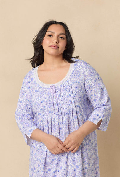 Purple Paisley 3/4 Sleeve Cotton Short Nightgown 22678-520