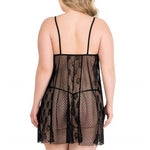 Primoda Plus Size قميص نوم قصير أسود من التول 3032