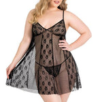 Primoda Plus Size قميص نوم قصير أسود من التول 3032