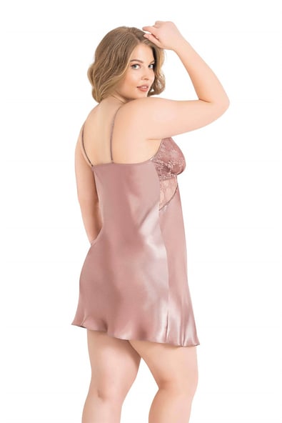Primoda Plus Size Mink Short Satin Nightgown 2061