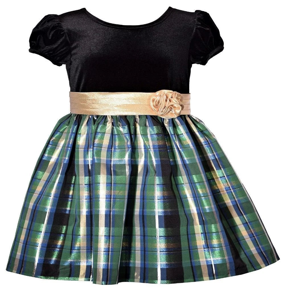 VELVET GREEN PLAID" Taffeta Holiday Dress10632