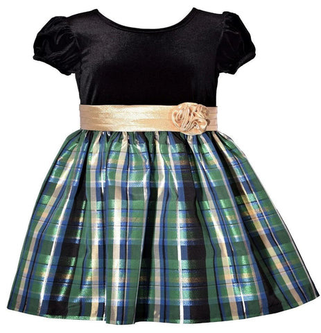 VELVET GREEN PLAID" Taffeta Holiday Dress10632