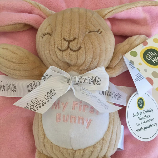 NEW Baby Blanket and Bunny Stuffed Animal Sherpa Reverse Baby Gift | Little Me 50100