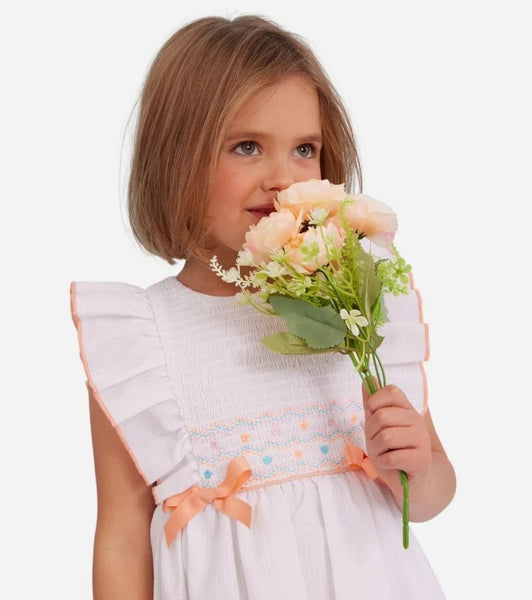 WHITE PEACH SMOCKED R3-12052