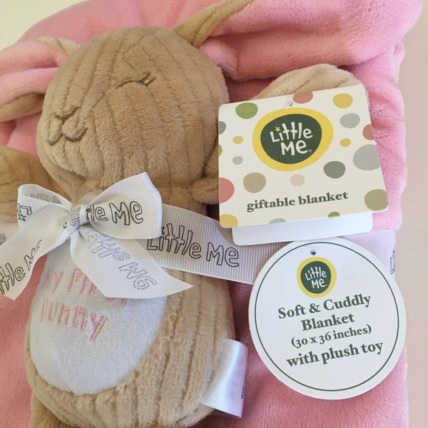 NEW Baby Blanket and Bunny Stuffed Animal Sherpa Reverse Baby Gift | Little Me 50100