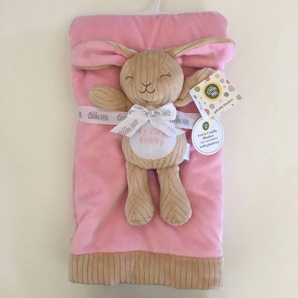 NEW Baby Blanket and Bunny Stuffed Animal Sherpa Reverse Baby Gift | Little Me 50100