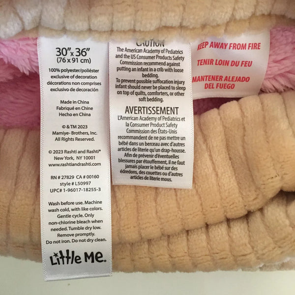 NEW Baby Blanket and Bunny Stuffed Animal Sherpa Reverse Baby Gift | Little Me 50100