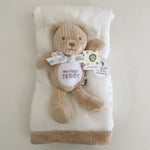 NEW Baby Blanket and Bear Stuffed Animal Set Sherpa Reverse Baby Gift Little Me 50102