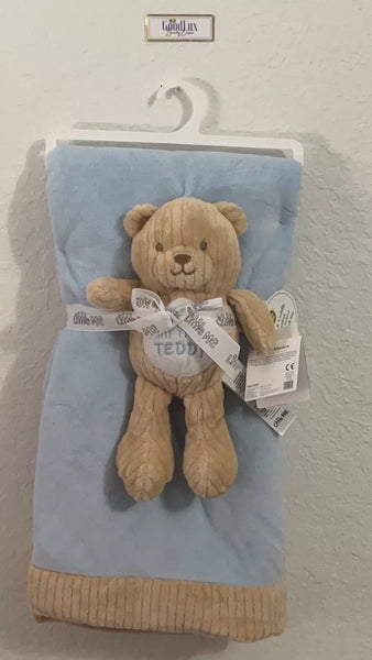 LARGE BLANKET & MY FIRST TEDDY , Little Me, Baby Boy Blue 50101