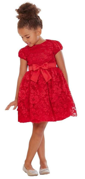 NEW Bonnie Jean Girls Size 6X "RED EMBROIDERED" Lace Mikado Bow Dress NWT 11880