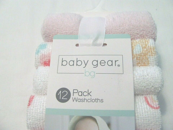 NEW 12 PACK BABY GEAR MULTI-COLORED WASHCLOTHS FOR BABY GIRL'S 00232154