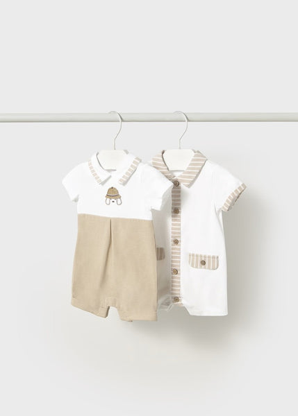 Set of 2 short rompers with a newborn neck Ref.  25-01705-063
