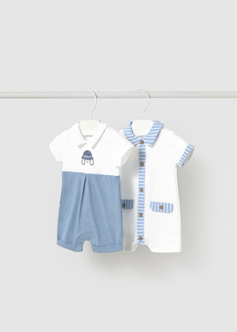 Set of 2 short rompers with a newborn neck Ref.  25-01705-064