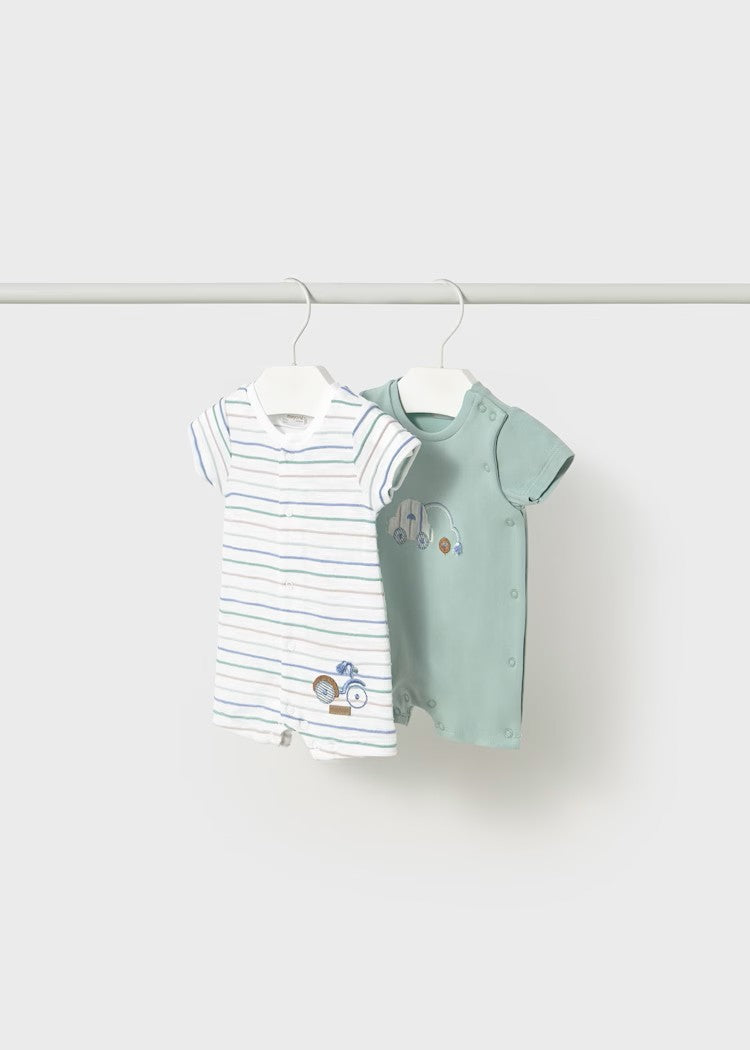 Set of 2 short newborn rompers Ref.  25-01707-011