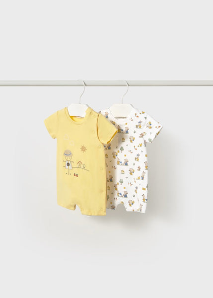 Set of 2 short newborn rompers Ref.  25-01707-010