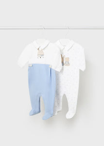 Set of 2 long Better Cotton newborn rompers Ref.  24-01725-011