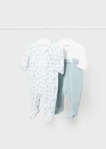 Set of 2 long Better Cotton newborn rompers Ref.  24-01709-088