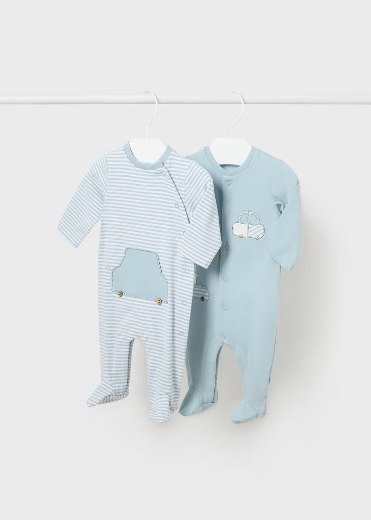 Set of 2 long Better Cotton newborn rompers Ref.  24-01726-041