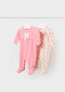 Set of 2 long Better Cotton newborn rompers Ref. 24-01711-073