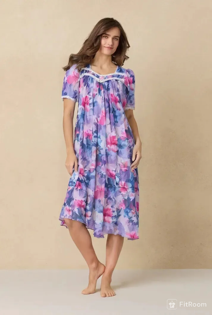 Floral Satin Ballet Nightgown(short) 6030