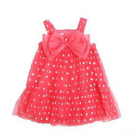 Flocked Dots Dress with Bow S5/13721